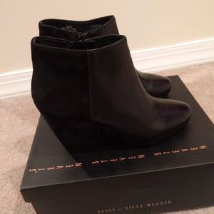 Black leather booties